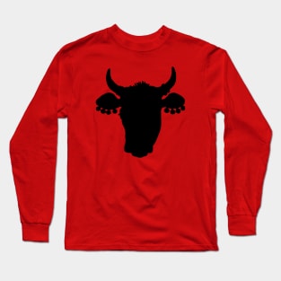 Black Cow Head Silhouette Long Sleeve T-Shirt